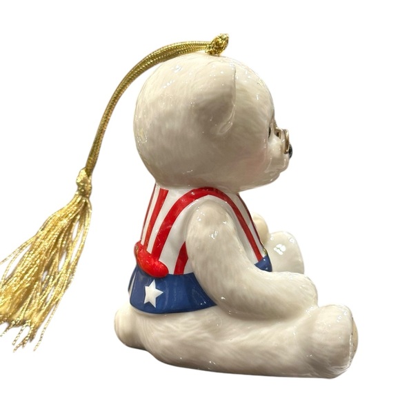 LENOX Teddy's 100th Anniversary Ornament - Ivory Bone China 24K Gold Plate Trim - Picture 2 of 11
